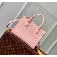 Top Design Louis Vuitton Onthego PM Tote Bag in Opal Pink Monogram Empreinte Leather M47135 2024