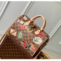 Top Grade Louis Vuitton Speedy Bandoulière 30 bag in Monogram Canvas with Vintage Hotel Labels M47087 2024