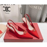 Fashion Valentino The Bold Edition VLogo Patent Calfskin Slingback Pumps 6cm Red 429173