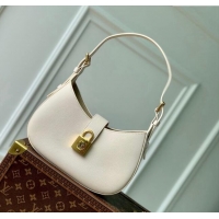 Good Product Louis Vuitton Low Key Shoulder Bag in Grained Calfskin M24990 Quartz White 2024