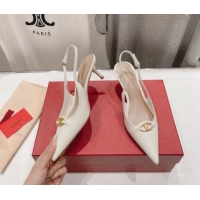 Pretty Style Valentino The Bold Edition VLogo Patent Calfskin Slingback Pumps 6cm White 429174