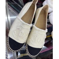 Pretty Style Chanel Tweed Wool Espadrilles 112230 Beige/Black