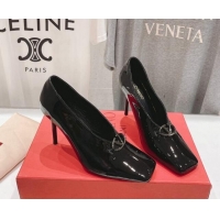 Good Quality Valentino The Bold Edition VLogo Square Pumps 9.5cm in Patent Calfskin Black 429176