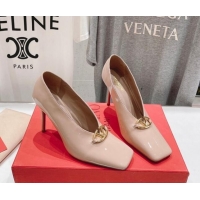 Perfect Valentino The Bold Edition VLogo Square Pumps 9.5cm in Patent Calfskin Pink 429177