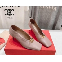 Purchase Valentino The Bold Edition VLogo Square Pumps 6.5cm in Calfskin Dusty Pink 429183