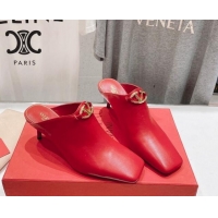 Low Cost Valentino The Bold Edition VLogo Square Heel Mules 6.5cm in Calfskin Red 429187