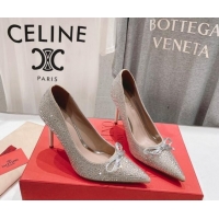 Best Product Valentino Strass Allover Pumps 9.5cm with Bow Beige 429193