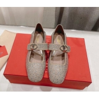 Shop Duplicate Valentino The Bold Edition VLogo Strass Allover Ballerinas Flat Beige 429198