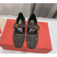 Unique Discount Valentino The Bold Edition VLogo Strass Allover Ballerinas Flat Black 429199