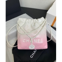 Best Price Chanel 22 Patent Gradient Calfskin & Lacquered Metal Mini Shopping Bag AS3980 White/Light Pink 2024