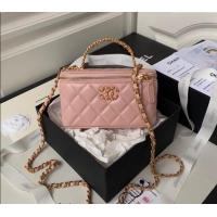 Super Quality Chanel Quilted Lambskin Clutch with Chain Top Handle and Crystals AP3663 Light Pink 2023