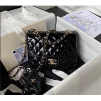 Reasonable Price Chanel Mirror Calfskin Mini Flap Bag & Star Coin Purse AS4647 Black 2023