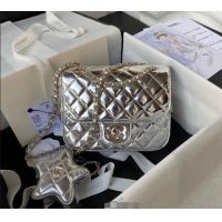 Grade Design Chanel Mirror Calfskin Mini Flap Bag & Star Coin Purse AS4647 Silver 2023