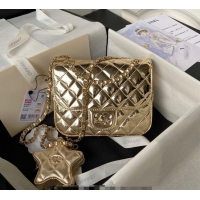 Most Popular Chanel Mirror Calfskin Mini Flap Bag & Star Coin Purse AS4647 Gold 2023