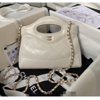 Inexpensive Chanel Quilted Calfskin East-West Mini 31 Shopping Bag AS3656 White 2023