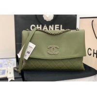 Unique Discount Chanel Grained Calfskin Flap Bag A8095 Green 2023