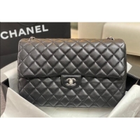 Unique Grade Chanel XL Airline Travel Flap Bag in Grained Leather 1226 Black/Silver