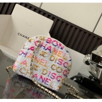 Luxury Discount Chanel Sequins Clutch with Chain AP3354 White