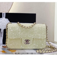 Buy Luxury Chanel Sequins Classic Mini Flap Bag A69900 Light Yellow