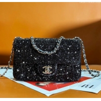 Top Quality Chanel Sequins Classic Mini Flap Bag A69900 Black