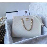 Good Quality Chanel Quilted Calfskin Small Shopping Bag AS4536 White