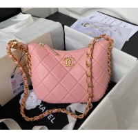 Top Grade Chanel Shiny Lambskin Hobo Bag AS4443 Coral Pink