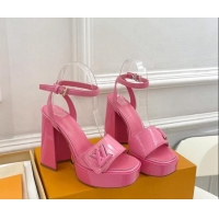 Low Price Louis Vuitton Shake Platform Sandals 12cm in Patent Leather Pink 606109