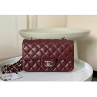 Specials Best Chanel Lambskin Classic Mini Flap Bag A69900 Burgundy/Silver