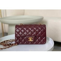 Original Cheap Chanel Lambskin Classic Mini Flap Bag A69900 Burgundy/Gold