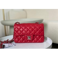 Good Taste Chanel Lambskin Classic Mini Flap Bag A69900 Red/Silver