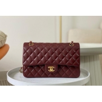 Top Design Chanel Lambskin Classic Medium Flap Bag A01112 Burgundy/Gold