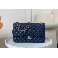 Promotional Chanel Lambskin Classic Medium Flap Bag A01112 Navy Blue/Silver