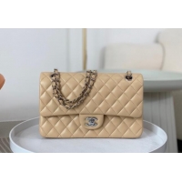 Best Price Chanel Lambskin Classic Medium Flap Bag A01112 Apricot/Silver