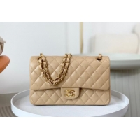 Best Fashion Chanel Lambskin Classic Medium Flap Bag A01112 Apricot/Gold