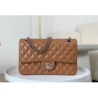 Best Price Chanel Lambskin Classic Medium Flap Bag A01112 Brown/Silver