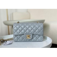 Buy Cheapest Chanel Lambskin Classic Mini Flap Bag A69900 Light Grey/Gold