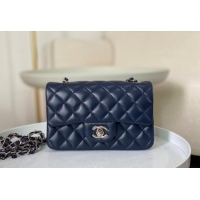 Original Cheap Chanel Lambskin Classic Mini Flap Bag A69900 Navy Blue/Silver