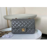 Newly Launched Chanel Lambskin Classic Mini Flap Bag A69900 Grey/Gold