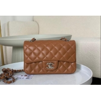 Buy Classic Chanel Lambskin Classic Mini Flap Bag A69900 Brown/Silver