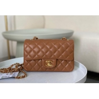 Modern Classic Chanel Lambskin Classic Mini Flap Bag A69900 Brown/Gold