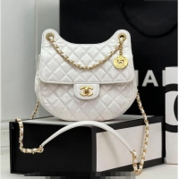 Grade Design Chanel Shiny Calfskin Small Hobo Bag AS4572 White 2024