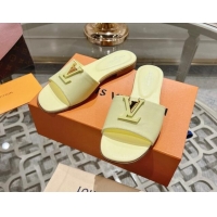 Best Grade Louis Vuitton LV Capri Flat Slide Sandals in Calf Leather Yellow 606120