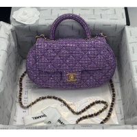 Trendy Design Chanel Tweed & Sequins Bag with Top Handle AS4569 Purple