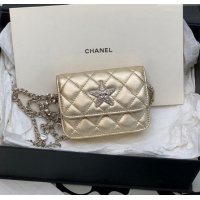 Buy Discount Chanel Grained Calfskin Belt Bag with Crystals Star AS6050 Gold 2024