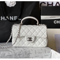 Good Quality Chanel Lambskin Mini Flap Bag with Top Handle AS2431 White 2024