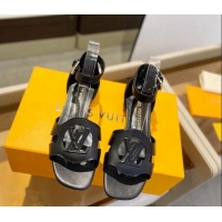 Perfect Louis Vuitton LV Isola Flat Sandals in Calf Leather Black 606127