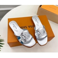 Purchase Louis Vuitton LV Isola Flat Slides Sandal in Embossed Leather Silver 606133