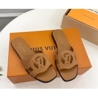 Top Grade Louis Vuitton LV Isola Flat Slides Sandal in Calf Leather Brown 606135