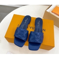 Best Product Louis Vuitton Neo Revival Flat Slide Sandals in Monogram Leather Blue 606147