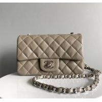 Cheap Wholesale Chanel Grained Calfskin Classic Mini Flap Bag A01116 Grey/Silver 2024